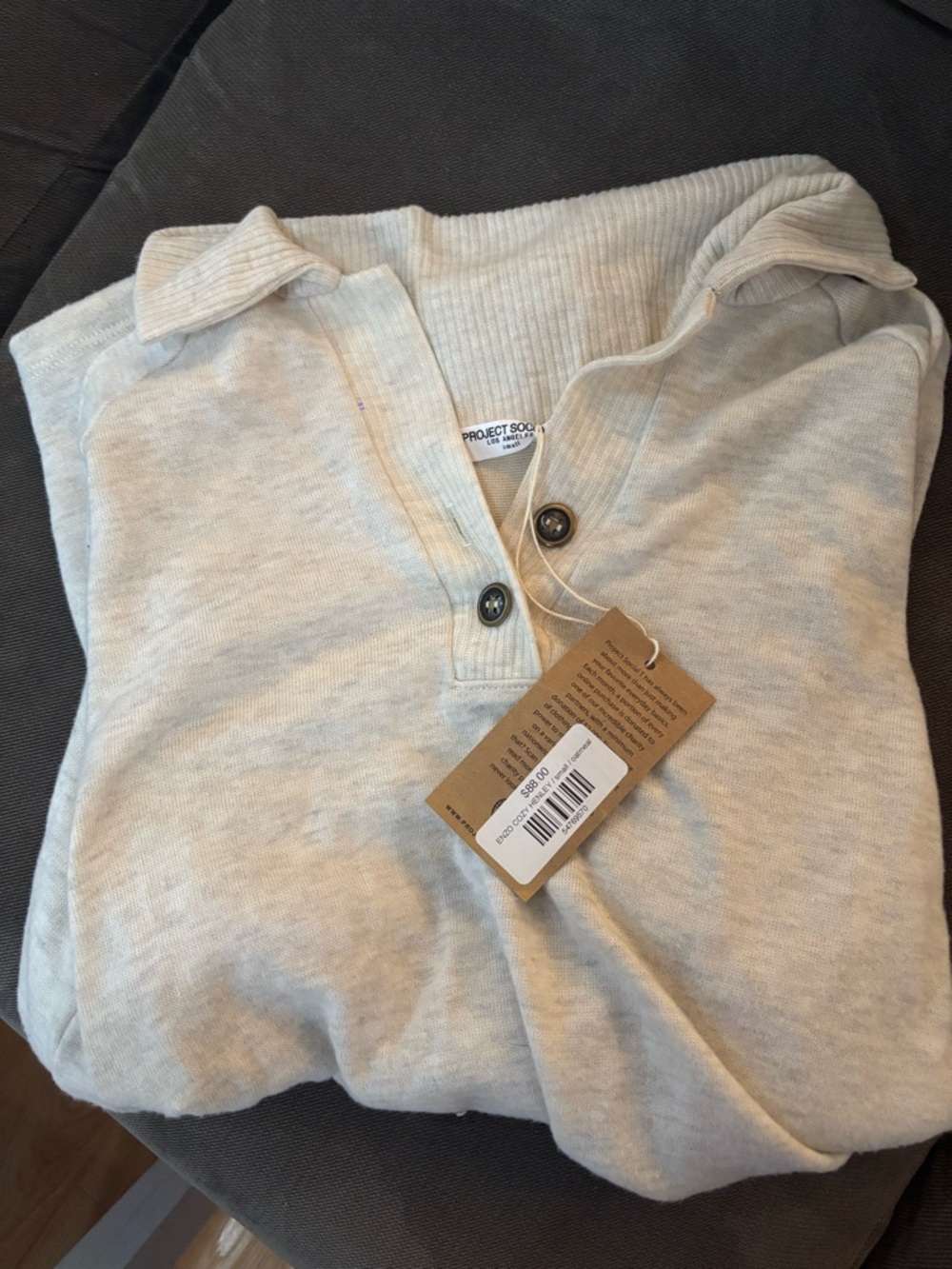 Project Social T Enzo Henley in Oatmeal Size S NWT - Picture 2 of 3